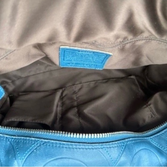 Coach Hangbag Teal Leather Shoulder Satchel Bag with Wallet - Picture 3 of 4